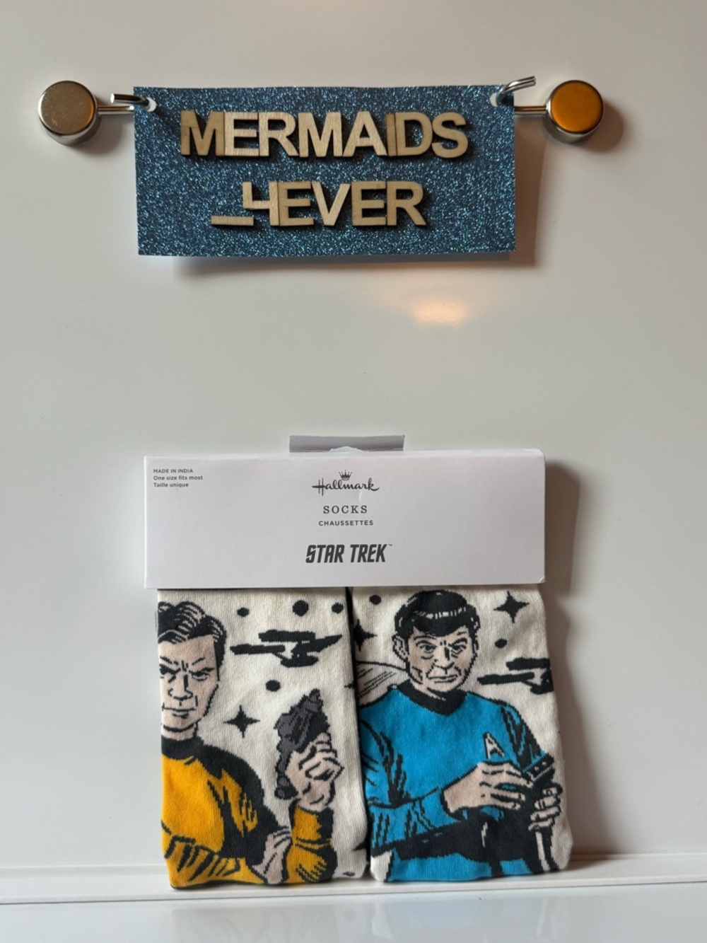 Hallmark Star Trek Men's Crew OS Socks - Kirk Spock Bones Uhura Character Panels